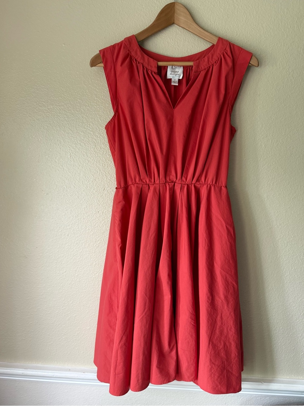 Suzi Chin for Maggy Boutique Coral-Red Midi Fit & Flare Dress